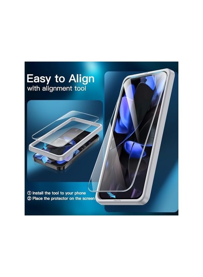 جي تيك واقي شاشة لهاتف Google Pixel 9 Pro مع واقي عدسة الكاميرا، أداة سهلة التركيب، متوافق مع بصمات الأصابع، غشاء زجاجي مقوى، شفاف عالي الدقة، عبوتان لكل منهما - Image 4