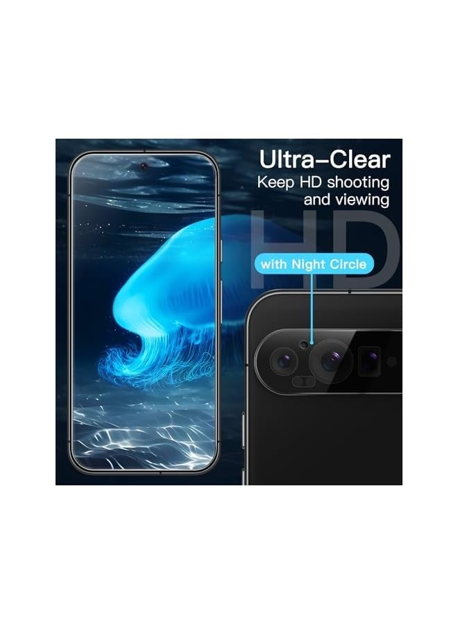 جي تيك واقي شاشة لهاتف Google Pixel 9 Pro مع واقي عدسة الكاميرا، أداة سهلة التركيب، متوافق مع بصمات الأصابع، غشاء زجاجي مقوى، شفاف عالي الدقة، عبوتان لكل منهما - Image 5
