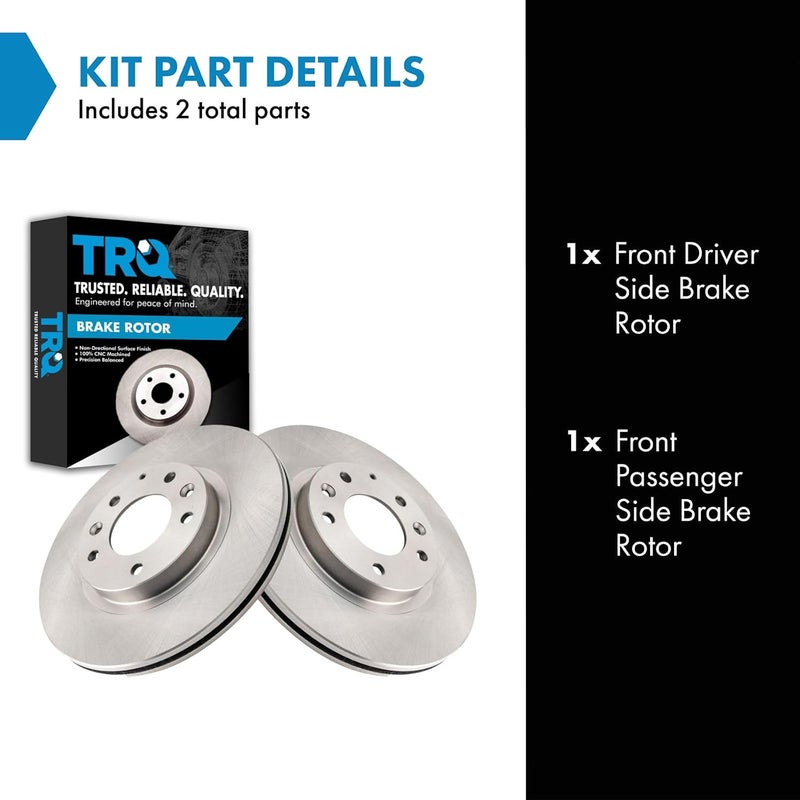 TRQ Front Brake Rotor Set Vented Compatible with 2006-2015 Mazda MX-5 Miata - Image 2