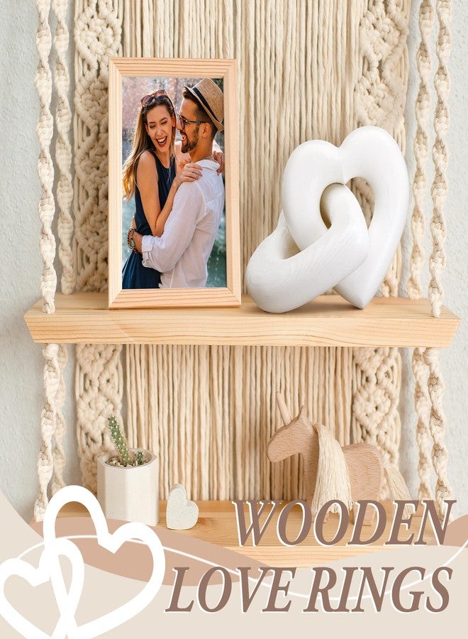 Colingmill Valentines Day Decorations Wooden Interlocking Hearts Neutral Valentines Decor Wooden Love Knot Heart Couple Gifts Aesthetic Love Statues Shelf Decor Coffee Table Accessories(Classic White) - Image 5