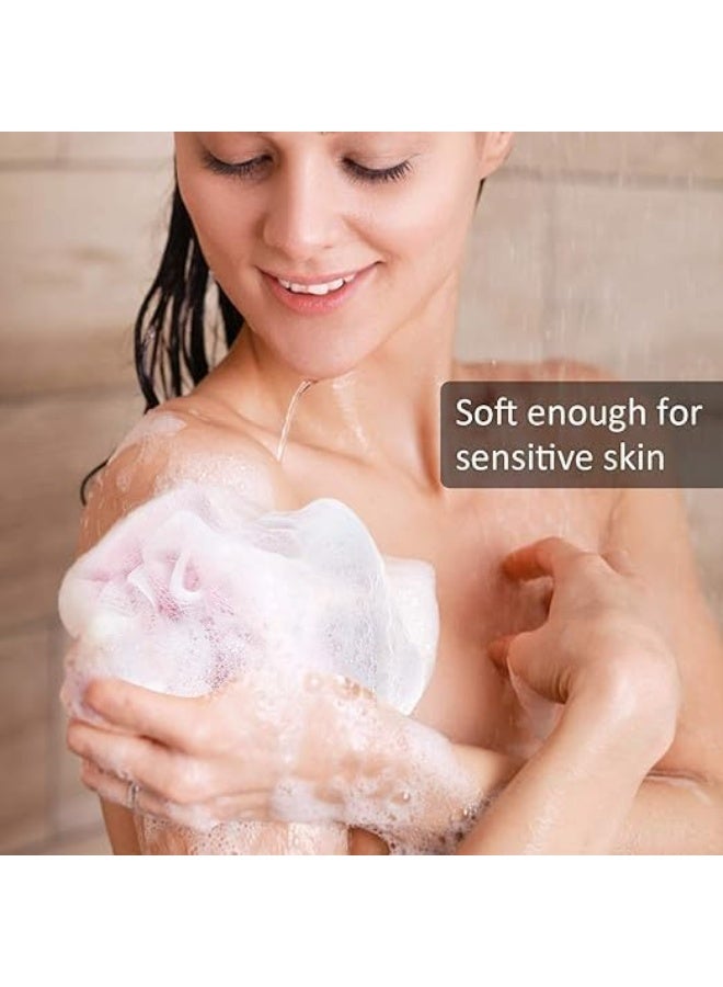 إسفنجة استحمام من الليفة لغسل الجسم وتنظيفه وتقشيره، وإكسسوار استحمام خفيف الوزن وناعم للغاية، وفرشاة رغوية للرجال والنساء (عبوة من 3 ألوان عشوائية) - Image 3