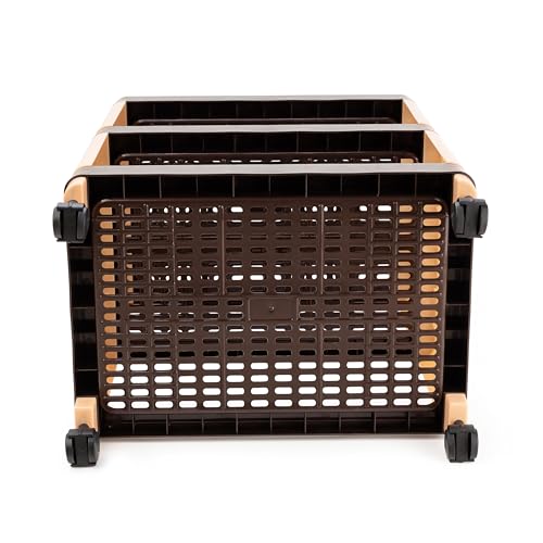 FOROLY Multipurpose 5 Tier Storage Rack with Wheels | Bathroom Kitchen Organizer Shelf | Rolling Utility Trolley for Home, Laundry, Office & Living Room | Heavy Duty Plastic Rack (Brown) - Image 5