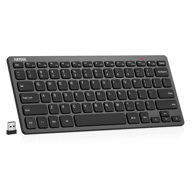 Arteck 2.4G Wireless Keyboard Ultra Slim and Compact Keyboard with Media Hotkeys for Computer Desktop PC Laptop Surface Smart TV and Windows 11/10/8/7, Black - Image 1