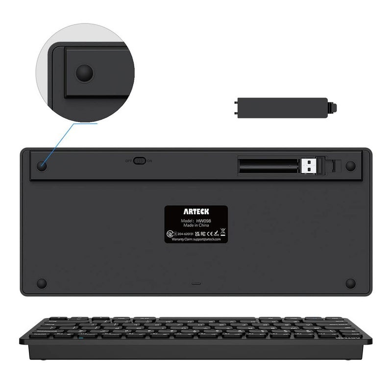 Arteck 2.4G Wireless Keyboard Ultra Slim and Compact Keyboard with Media Hotkeys for Computer Desktop PC Laptop Surface Smart TV and Windows 11/10/8/7, Black - Image 5