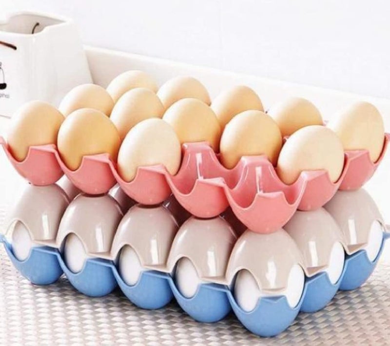 Prism Portable Egg Carrier Box 15 Piece Unbreakable Egg Organiser Colour Multicolour Material plastic Pack of 2  - Image 3
