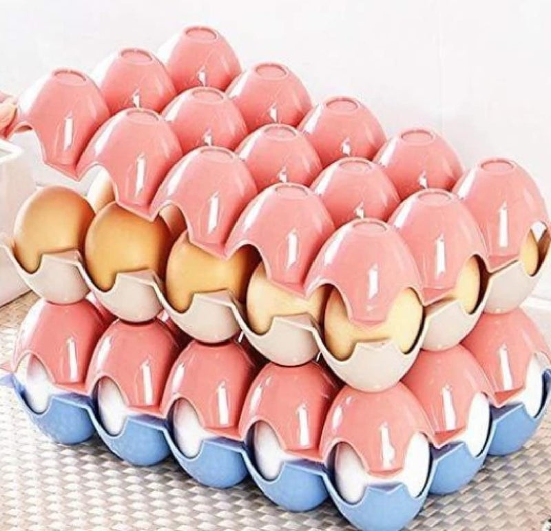 Prism Portable Egg Carrier Box 15 Piece Unbreakable Egg Organiser Colour Multicolour Material plastic Pack of 2  - Image 1