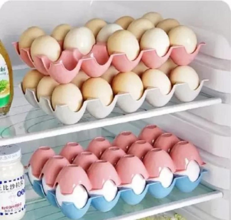 Prism Portable Egg Carrier Box 15 Piece Unbreakable Egg Organiser Colour Multicolour Material plastic Pack of 2  - Image 2