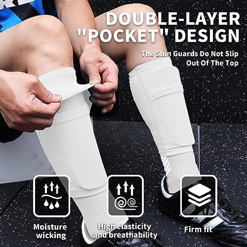 LPONJAR Soccer Shin Guards for Kids Youth Adults - Shin Pads and Sleeves with Optimized Insert Pocket for Boys Girls Men Women for Football Games - Protective Soccer Equipment - Image 2