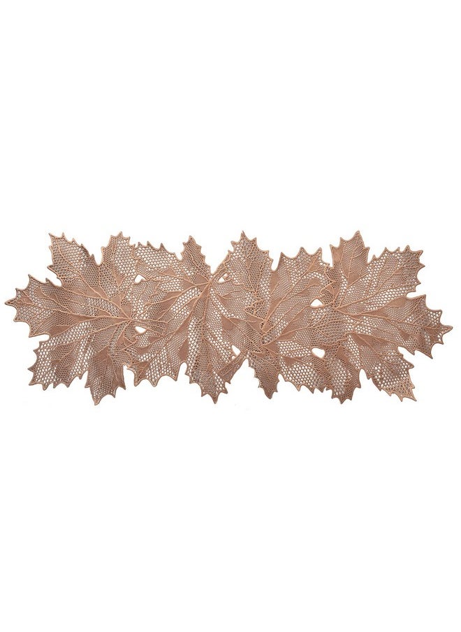 Kuber Industries - Kuber Industries Leaf Design Waterproof, Heat Resistant, Non-Slip, Easy to Clean Soft Leather Table Runner for Dining Table (Copper)-HS43KUBMART26604, Standard - Image 1