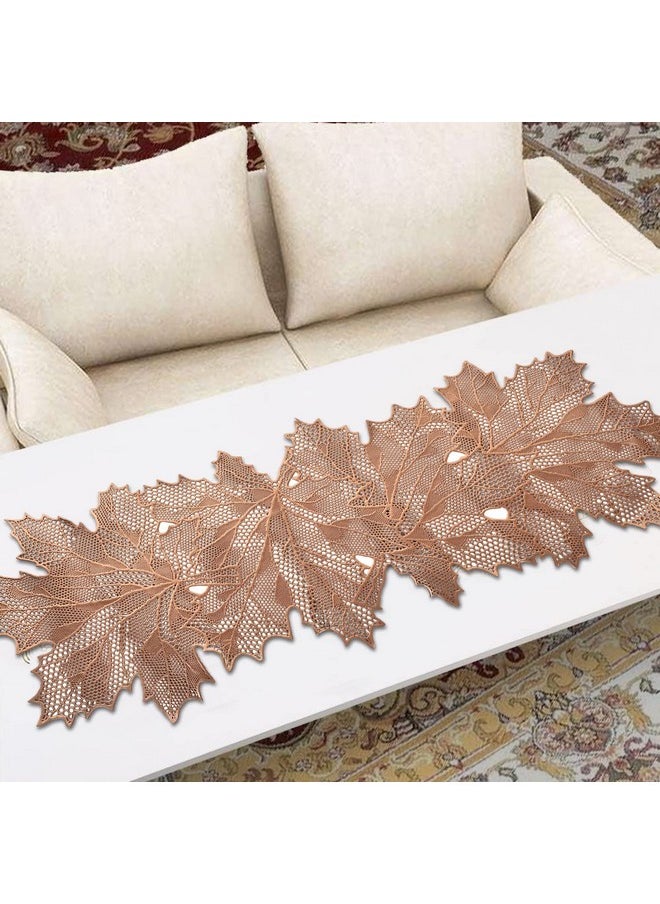 Kuber Industries - Kuber Industries Leaf Design Waterproof, Heat Resistant, Non-Slip, Easy to Clean Soft Leather Table Runner for Dining Table (Copper)-HS43KUBMART26604, Standard - Image 1