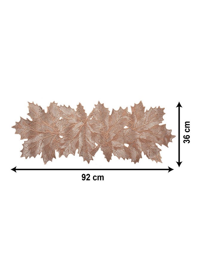 Kuber Industries - Kuber Industries Leaf Design Waterproof, Heat Resistant, Non-Slip, Easy to Clean Soft Leather Table Runner for Dining Table (Copper)-HS43KUBMART26604, Standard - Image 1