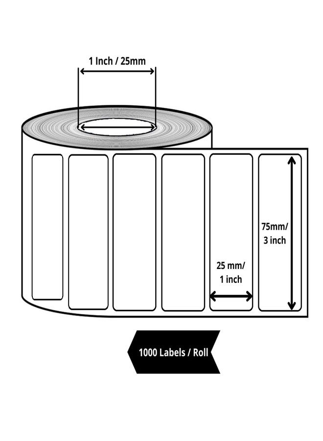 True-Ally ملصق باركود True-Ally 75x25 (Chromo) - 3 × 1 بوصة - 75 مم × 25 مم - 1000 ملصق لكل لفة - ملصق ذاتي اللصق لطباعة الباركود (يلزم وجود شريط) (لفة واحدة لكل عبوة (1000 ملصق)) - Image 2