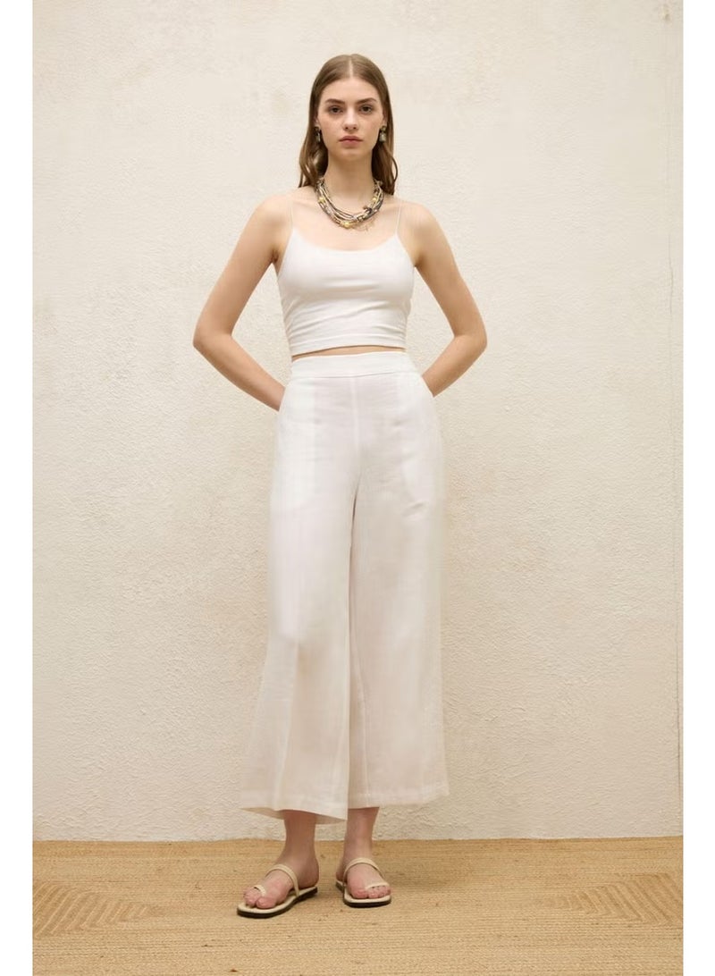 Manuka Linen Trousers with Iron Trace, Ecru - Image 3