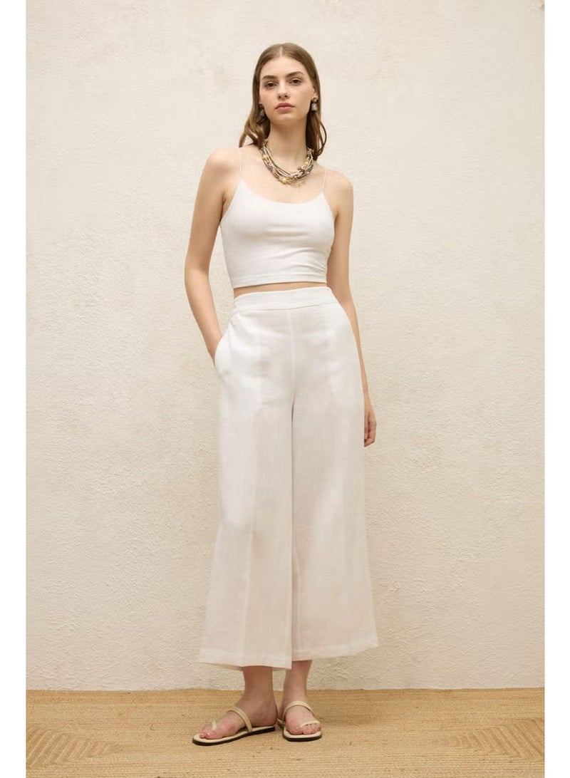 Manuka Linen Trousers with Iron Trace, Ecru - Image 1