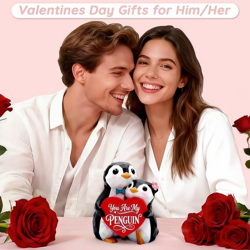 MAMAGIFTREE Penguin Figurines Valentines Day Gifts for Him Her Boyfriend Girlfriend, Hand-Painted Couple Sculpture Romantic I Love You Gift for Wife Husband,Wedding Anniversary Birthday Gift for Women Desk Decor - Image 2