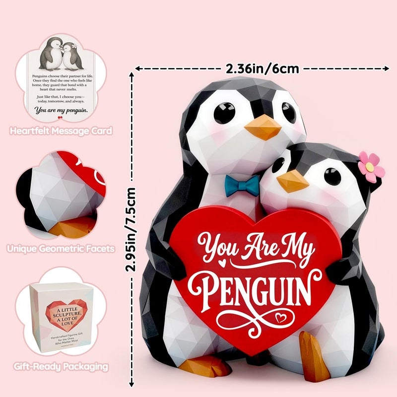 MAMAGIFTREE Penguin Figurines Valentines Day Gifts for Him Her Boyfriend Girlfriend, Hand-Painted Couple Sculpture Romantic I Love You Gift for Wife Husband,Wedding Anniversary Birthday Gift for Women Desk Decor - Image 5