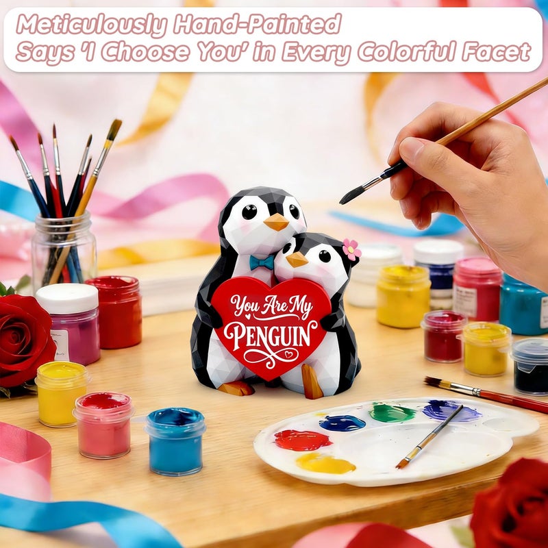 MAMAGIFTREE Penguin Figurines Valentines Day Gifts for Him Her Boyfriend Girlfriend, Hand-Painted Couple Sculpture Romantic I Love You Gift for Wife Husband,Wedding Anniversary Birthday Gift for Women Desk Decor - Image 3