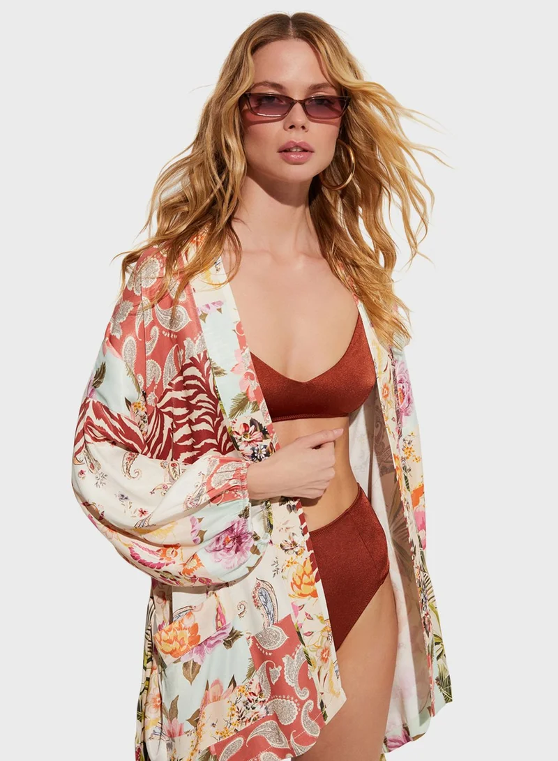 JUNE Printed Knitted Kimono