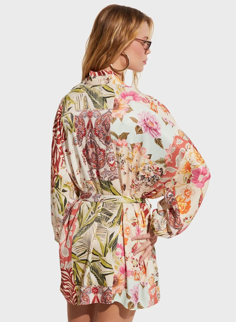 JUNE Printed Knitted Kimono