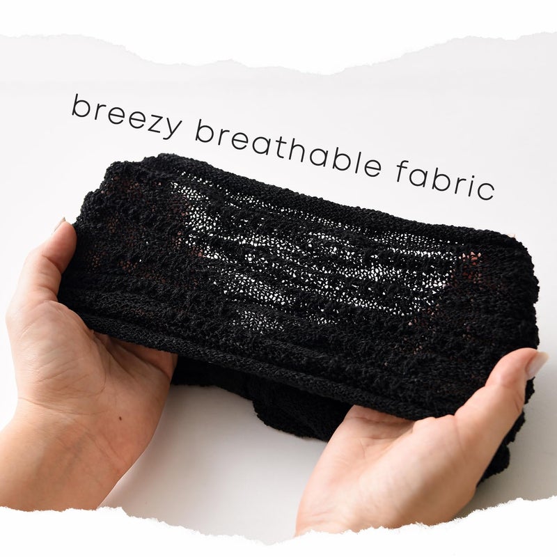 CHARM Mens Headband Lightweight Cotton - Womens Head Band Mesh Hair Accessory Unisex Wrap Black - Image 2