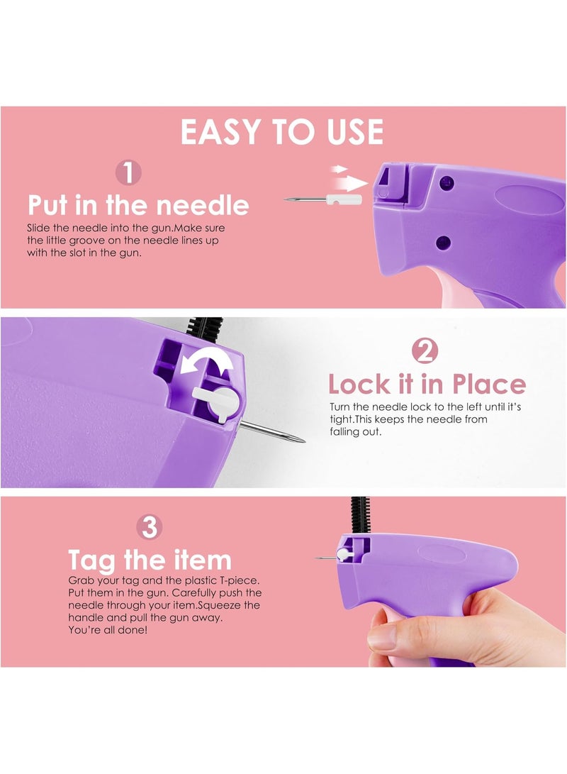 Relex Fine Stitch Gun, Quick Clothing Fixer for Clothes, Micro Tagging Gun for Clothing with 5 Fine Needles & 1000 Pcs Fasteners, Mini Speedy Sticky Sewing Gun Hemming Tool (Purple) - Image 4
