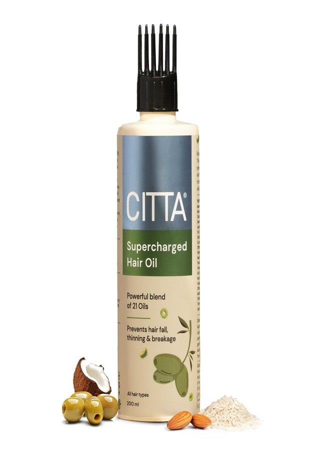 CITTA 21-In-1 Supercharged Hair Oil with Scalp Applicator - Hair Fall Control & Scalp Repair - Deep Repair from Root to Tip - Amla, Bhringraj & Olive Oil Blend - Shine & Moisture Lock - Dermatologically Tested - 200 ml - Image 1