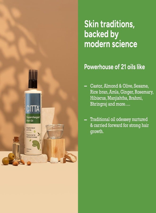 CITTA 21-In-1 Supercharged Hair Oil with Scalp Applicator - Hair Fall Control & Scalp Repair - Deep Repair from Root to Tip - Amla, Bhringraj & Olive Oil Blend - Shine & Moisture Lock - Dermatologically Tested - 200 ml - Image 3