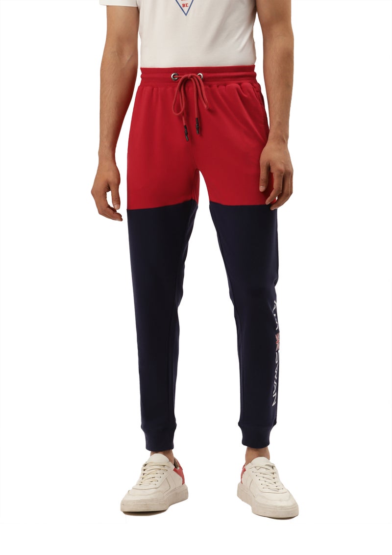 amswan COTTON RICH LYCRA WITH CONTRAST PANNEL PRINTED TRACK PANTS - Image 1