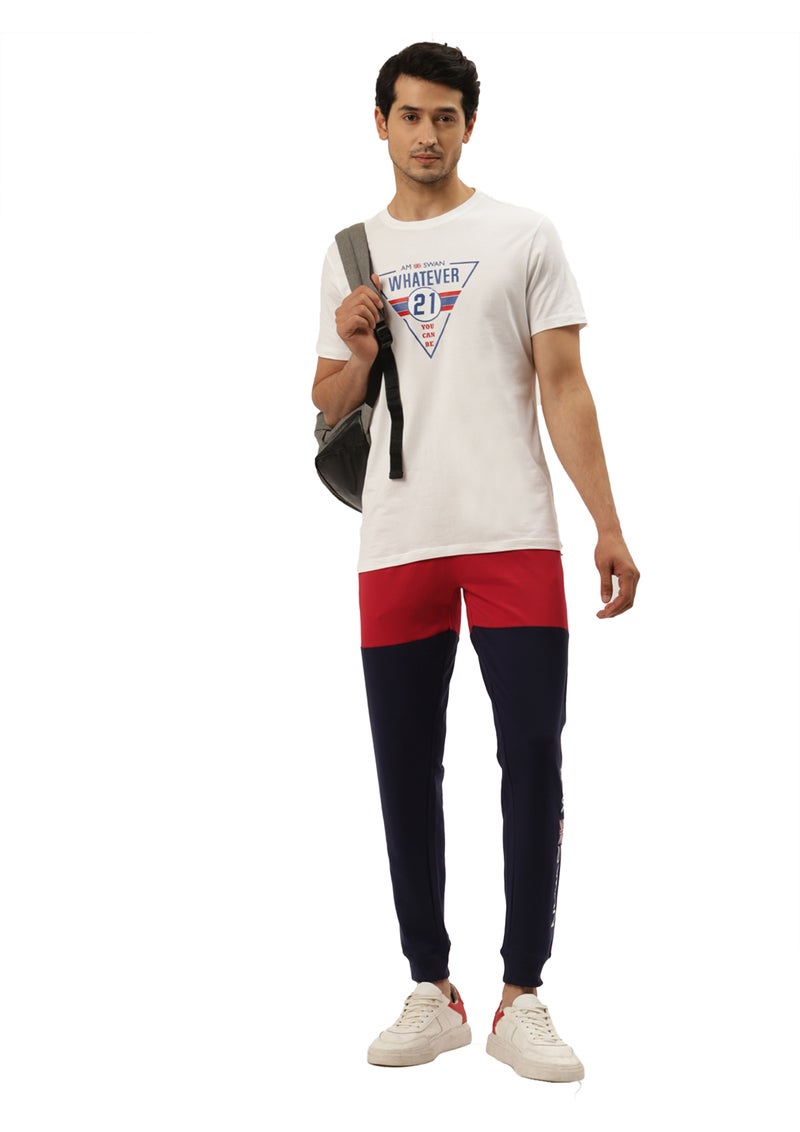 amswan COTTON RICH LYCRA WITH CONTRAST PANNEL PRINTED TRACK PANTS - Image 4