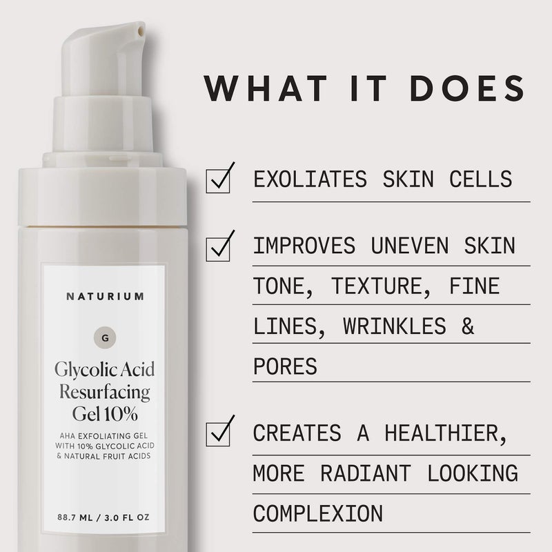 Naturium Glycolic Acid Resurfacing Gel 10%, AHA Exfoliating Gel with Natural Fruit Acids, 3.0 oz - Image 2