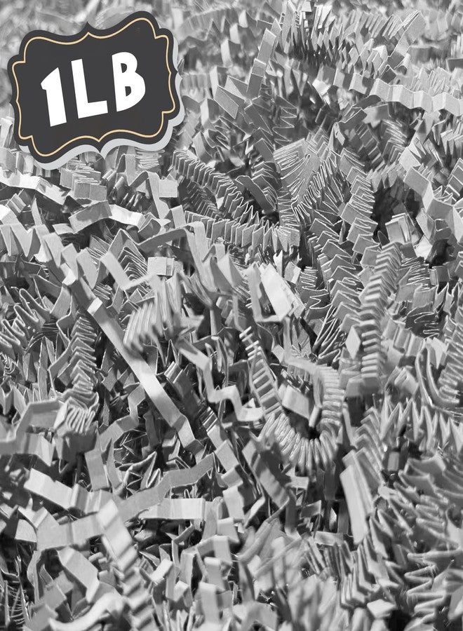 ZEBMOON 1 LB Light Grey Crinkle Cut Paper Shred Filler Great for Gift Wrapping, Basket Filling, Birthday, Wedding, Halloween, Thanksgiving, Christmas Day, New Year Party Decorations Filling Supplies - Image 1