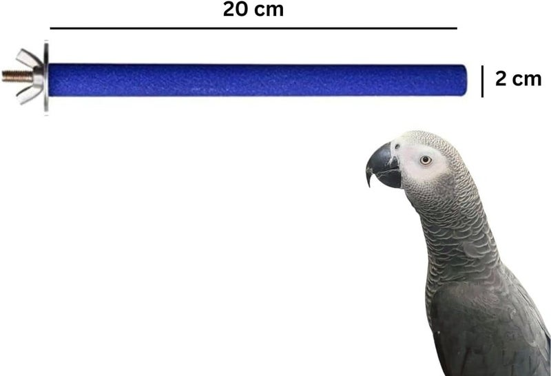 PETSARY Bird Claw Grinding Perch | Wood Single Head Screw Parrot Stand Pole | Natural Parakeet Perch Toy Platform Grinding Stick | Nail Cage Accessories for Cockatiel Lovebird Budgies (20cm, Blue) - Image 4