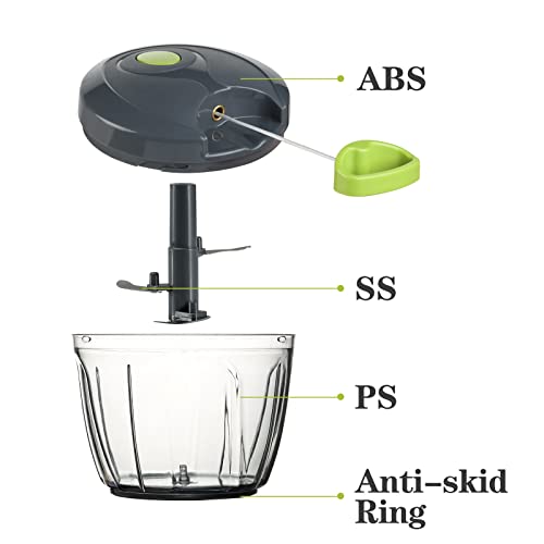 Cambom Manual Food Chopper Vegetable Cutter, Hand String Vegetable Chopper Onions Cutter for Vegetable Fruits Nuts BPA Free Food Safe Material, 650ml Gray - Image 5