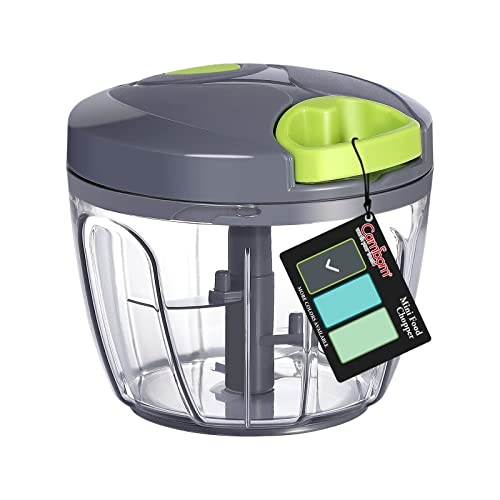 Cambom Manual Food Chopper Vegetable Cutter, Hand String Vegetable Chopper Onions Cutter for Vegetable Fruits Nuts BPA Free Food Safe Material, 650ml Gray - Image 1