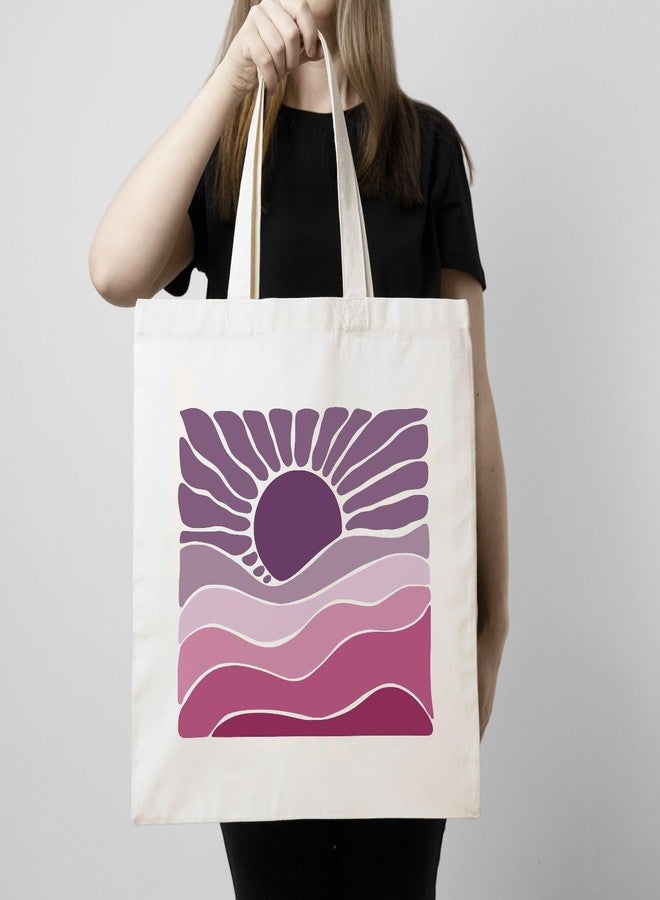 ARTBUG Tote Bag for Women with zip, Aesthetic Canvas tote bag for college girls, office, stylish and reusable - Sun Alone - D No - 111 - Image 3