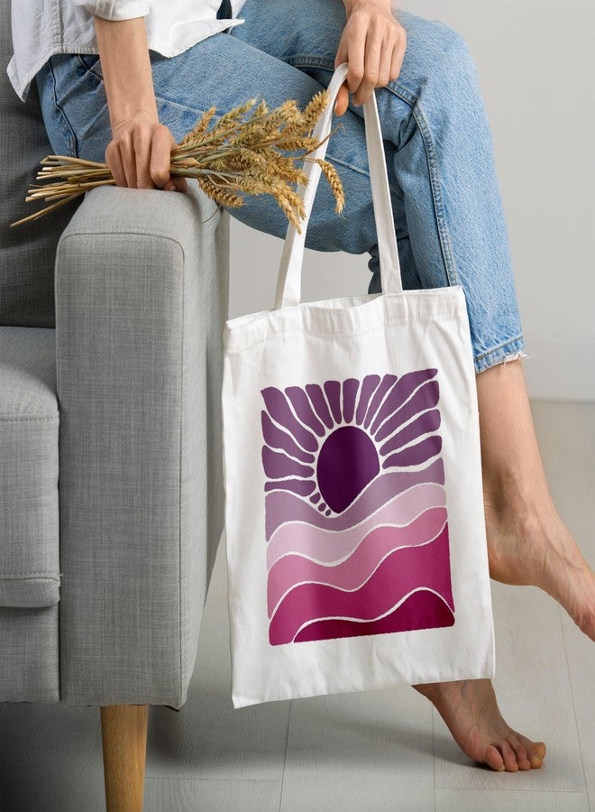 ARTBUG Tote Bag for Women with zip, Aesthetic Canvas tote bag for college girls, office, stylish and reusable - Sun Alone - D No - 111 - Image 2