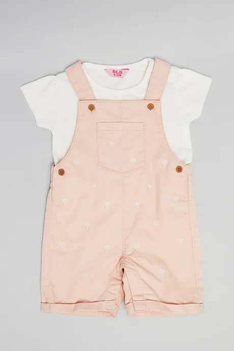R&B Solid T-Shirt and Dungaree Set