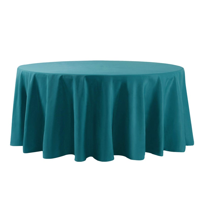 Cupuamon 132 inch Round Tablecloth Washable Polyester Table Cloth Decorative Table Cover for Wedding Party Dining Banquet(132 inch Teal) - Image 2
