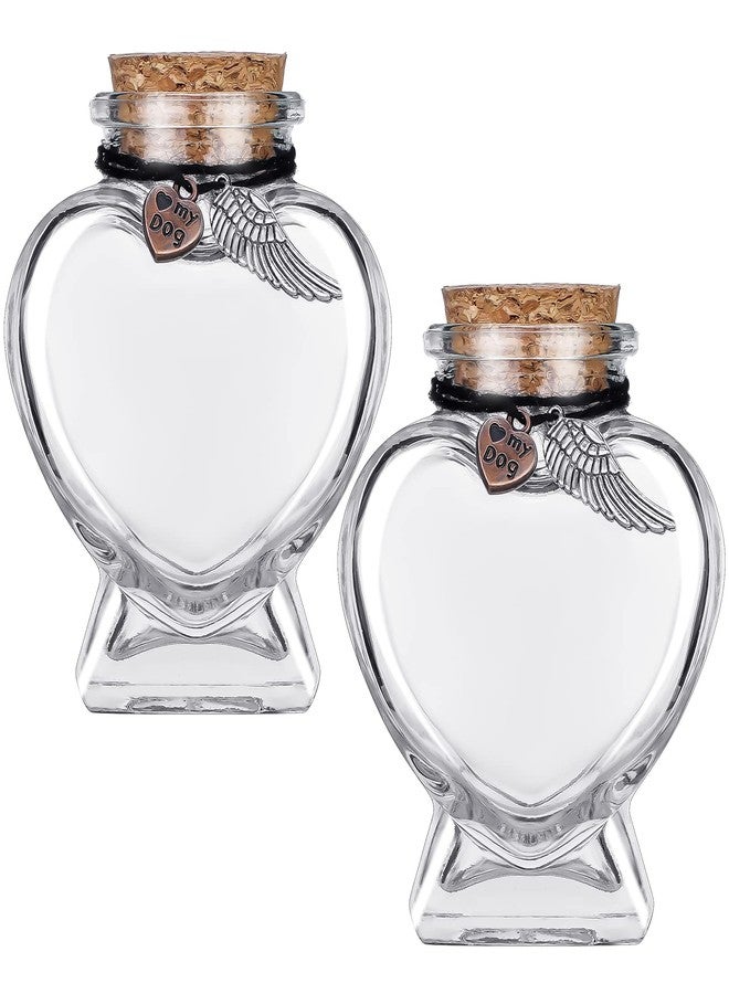 Eaasty 2 Sets Memorial Bottle for Pet Hair, Pet Fur Keepsake Fur Memorial, Clear Dog Cat Fur Keepsake, Pet Urn Glass Bottles with Cork Stopper(Dog) - Image 1