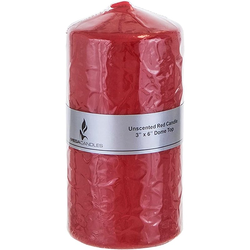 Mega Candles 1 pc Unscented Red Round Pillar Candle, Pressed Premium Wax Candles 3 Inch x 6 Inch, Home Décor, Wedding Receptions, Baby Showers, Birthdays, Celebrations, Party Favors & More - Image 2