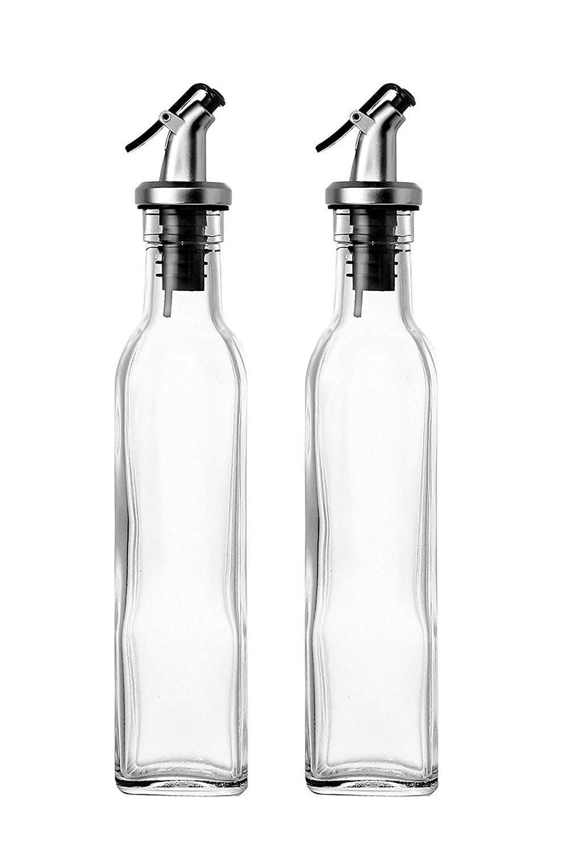LARYNX Glass Oil Dispenser Bottle Set 500 ml Pack of 2 With Silicon rubber funnel combo Transparent - Image 4