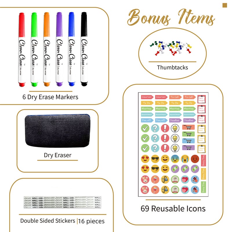 Clever Clean Large Dry Erase Wall Calendar - 36" x 52" Undated 4-Month Calendar for Home, Office, School - Reusable Jumbo Laminated Task Organizer - Image 3