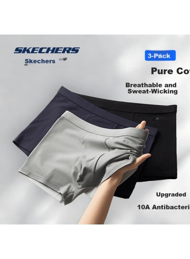 Skechers Men's Official 10a Antibacterial Cotton Underwear Comfortable Breathable Boxer Briefs Sports Four-point Underwear Gift Box Set - Image 1