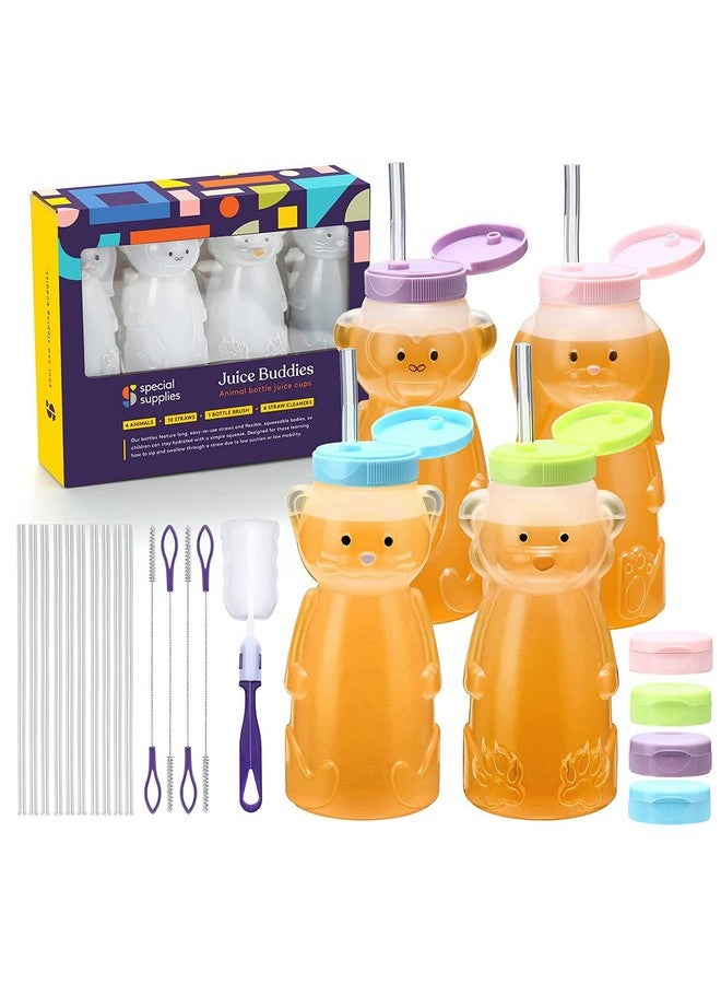Special Supplies Honey Bear Straw Cup For Babies 4Pack Fun Animalshaped Baby Led Weaning Training Drink For Straw Training And Weaning  - Image 1