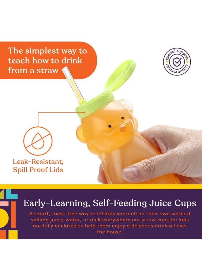 Special Supplies Honey Bear Straw Cup For Babies 4Pack Fun Animalshaped Baby Led Weaning Training Drink For Straw Training And Weaning  - Image 4