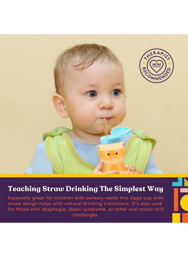 Special Supplies Honey Bear Straw Cup For Babies 4Pack Fun Animalshaped Baby Led Weaning Training Drink For Straw Training And Weaning  - Image 5
