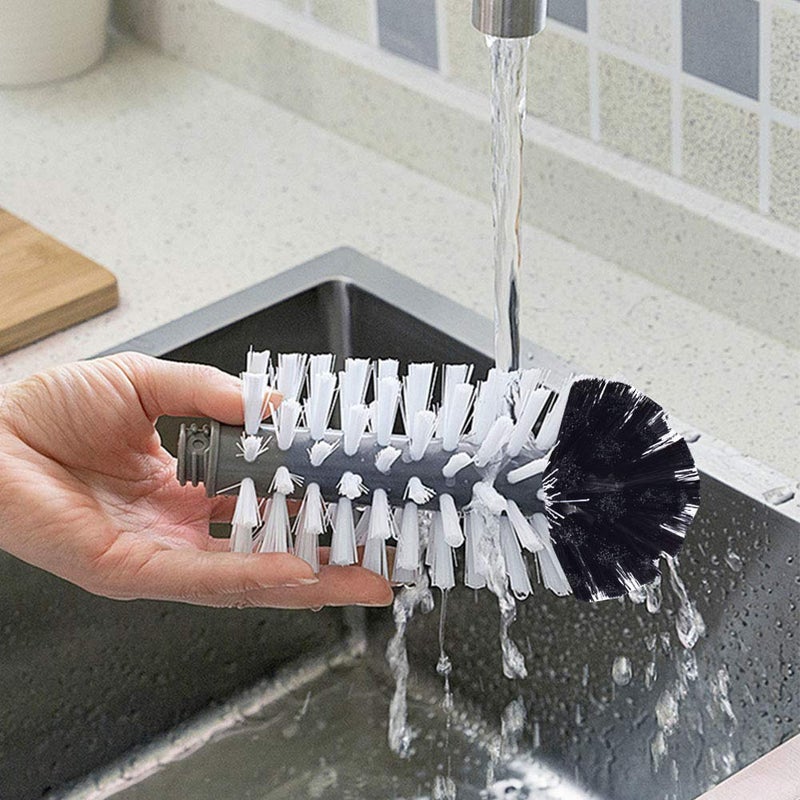 FEENM Water Bottle Cleaning Brush Glass Cup Washer with Suction Base 3 Head Bristle Brush for Beer Cup, Long Leg Cup, Red Wine Glass and More Bar Kitchen Sink Home Tools - Image 2