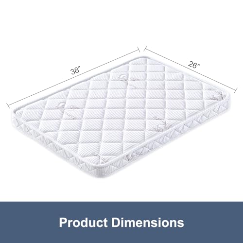 OSSERTSbearY Pack and Play Mattress 38 x 26 Premium Knitted Fabric Safety Reinforced Play Yard Mattress Fits for Graco Baby Trend Pamo Babe Playard Firm Support and Comfort FoamWhite - Image 3