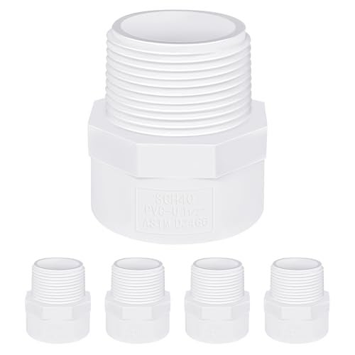 letsFix PVC Male Adapter 1-1/2 Inch (4-Pack), Pipe Fittings (Socket x Male Pipe Thread) - Fits 1-1/2 Inch Sch.40 PVC Pipes - Image 1