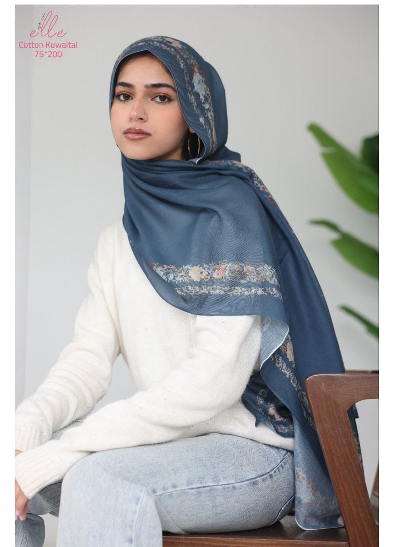 ايل طرحة وشاح حجاب إسلامي قطني فاخر للنساء للمناسبات والأيام العادية - مقاس (200 سم × 75 سم)